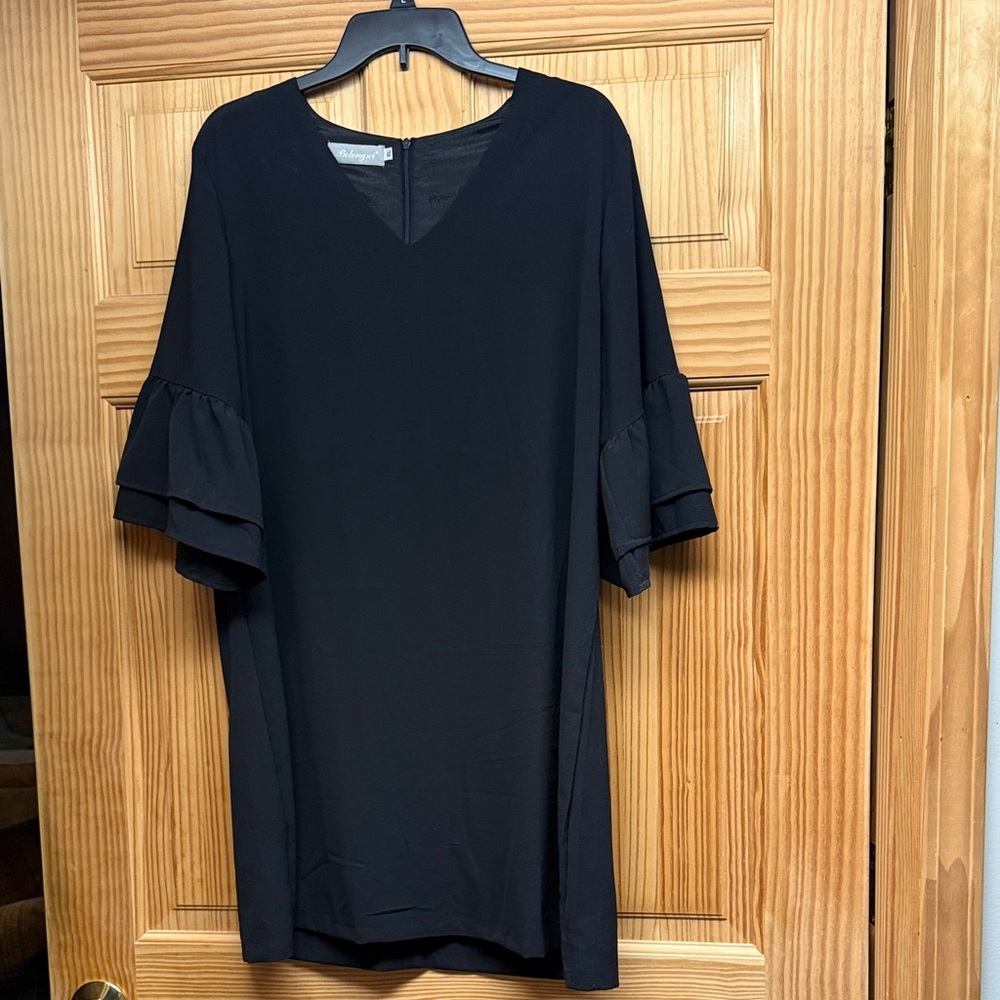 Elegant Black Ruffle Sleeve Dress